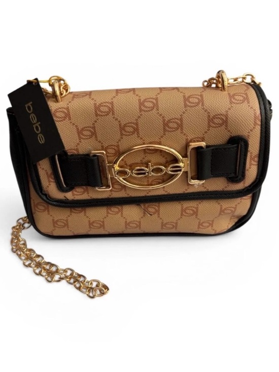 bebe Handbags - Bebe NWT Tan and Black Logo Chain Shoulder Bag